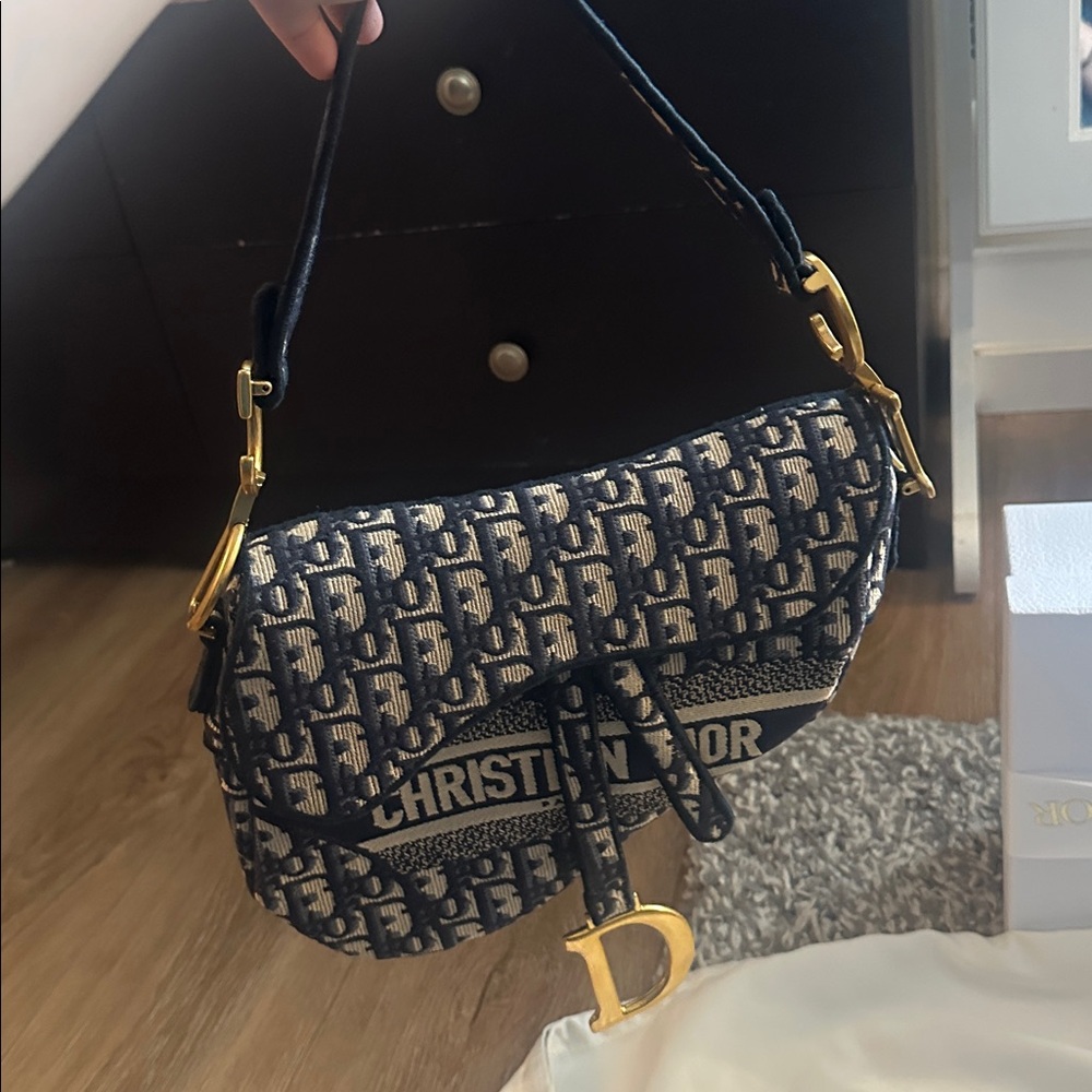 AUTHENTIC Christian Dior Oblique Saddle Bag – Blue Jacquard - Picture 15 of 16